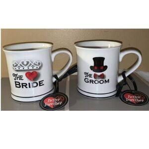 💟 BRIDE & GROOM Mug Set from Home Essentials NWT